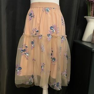 Eva Franco Pink Embroidered Skirt